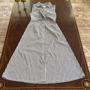 Revolve L’academie Periwinkle and White Sleeveless A-Line Midi Dress